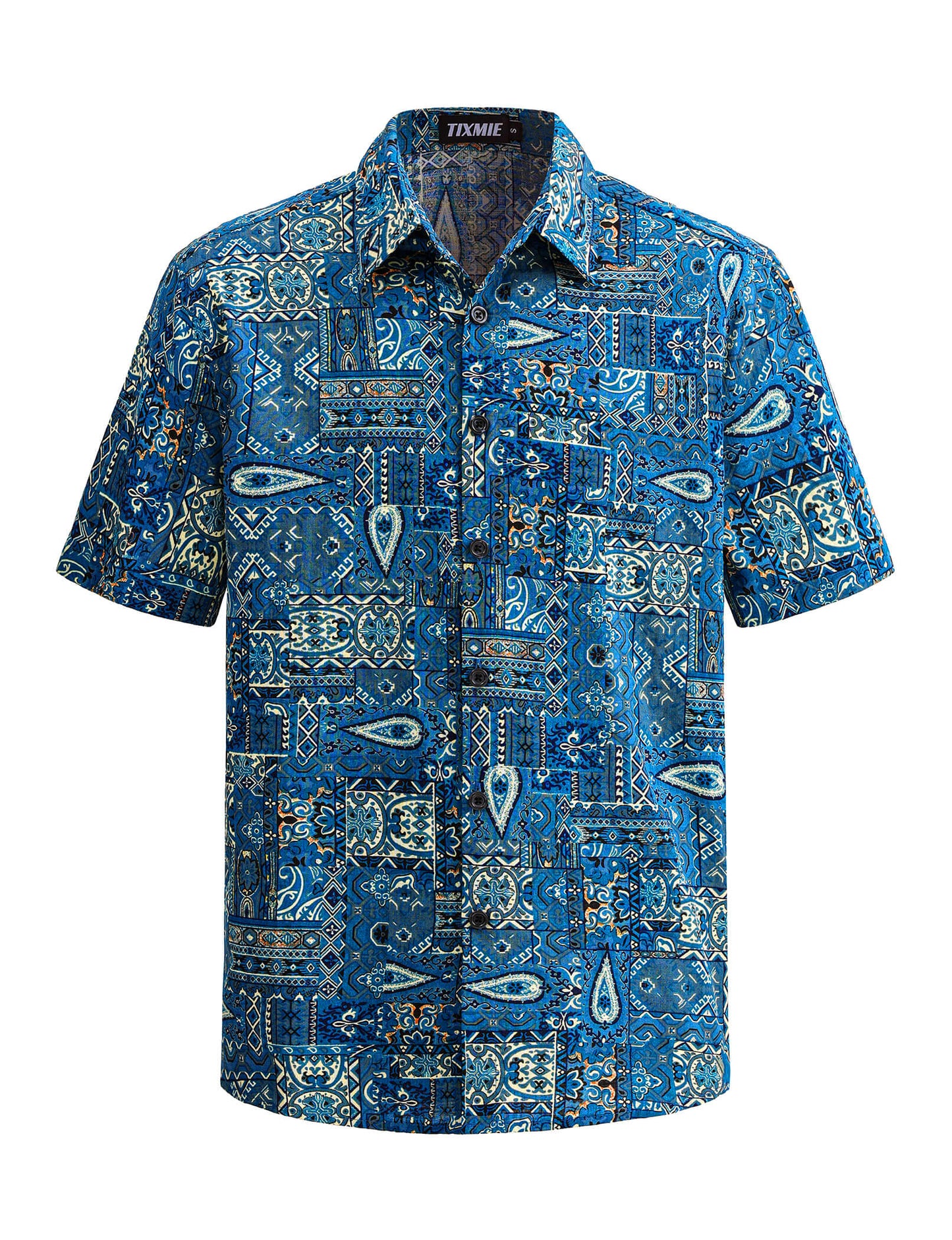 Tropical Short Sleeve Button Down Shirts, Retro Cotton Casual Shirt