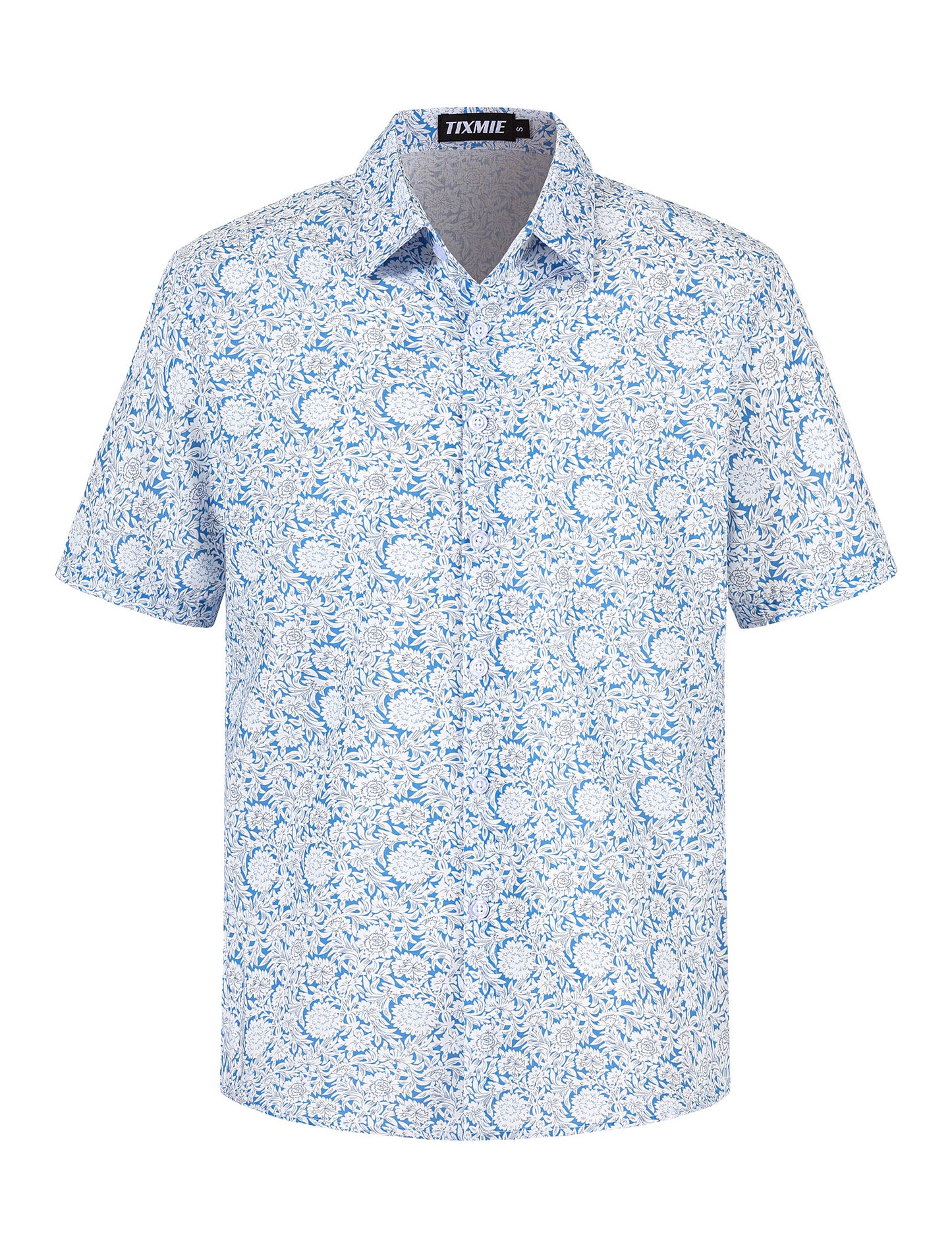 Mens Cotton Hawaiian Shirt - Casual Short Sleeve Button Down Shirts, Tropical Floral Shirt for Summer Vacation