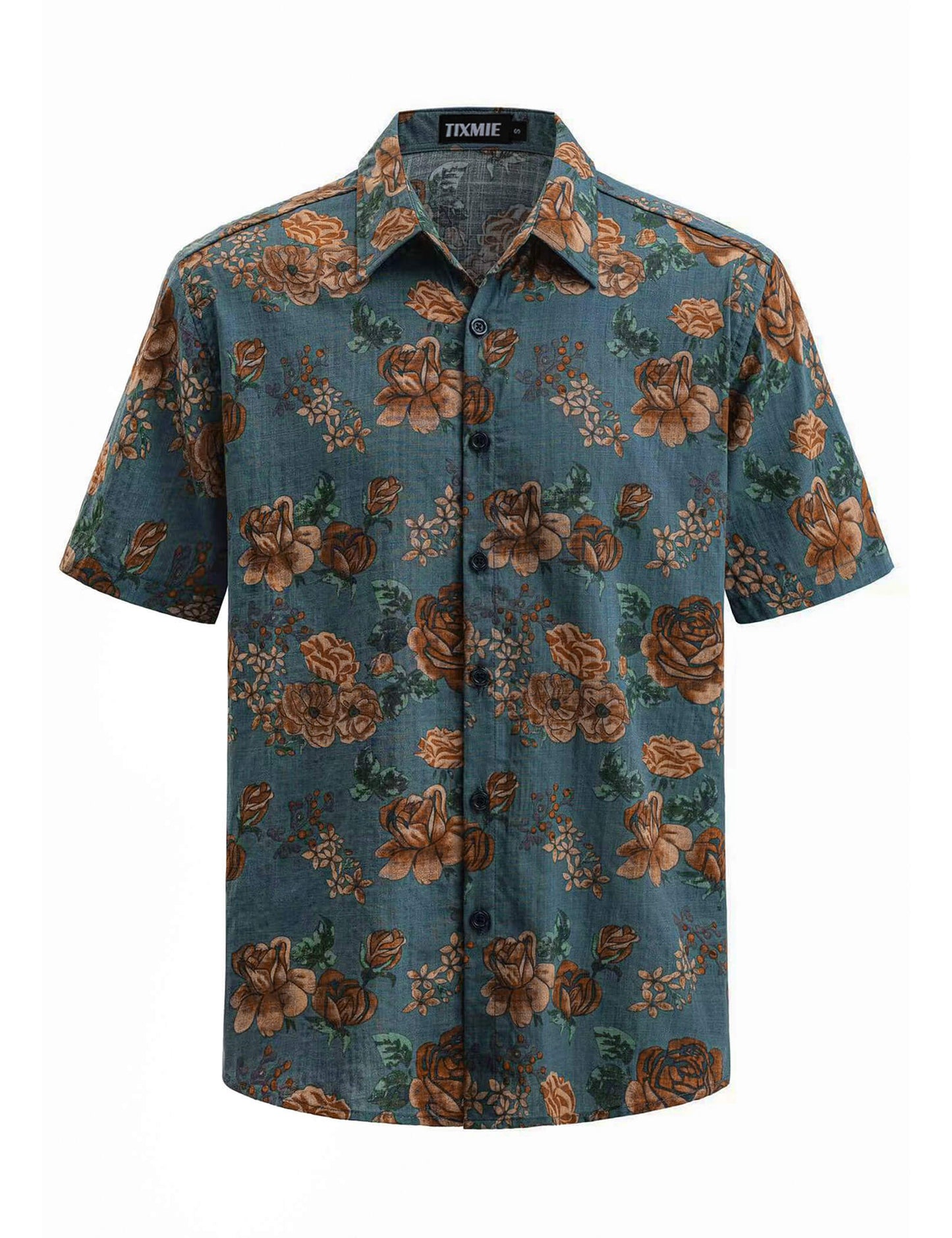 Floral Hawaiian Shirt for Men - Tropical Short Sleeve Button Down Shirts, Retro Cotton Casual Shirt for Summer