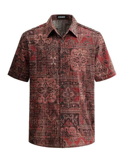 Floral Hawaiian Shirt for Men - Tropical Short Sleeve Button Down Shirts, Retro Cotton Casual Shirt for Summer