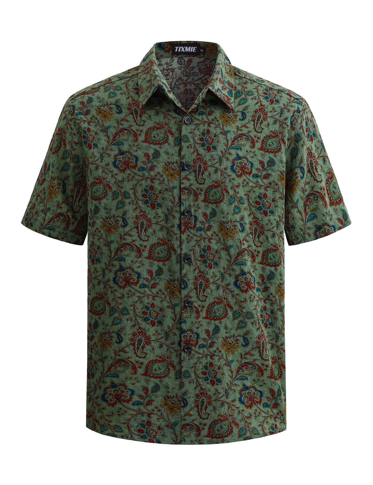 Floral Hawaiian Shirt for Men - Tropical Short Sleeve Button Down Shirts, Retro Cotton Casual Shirt for Summer