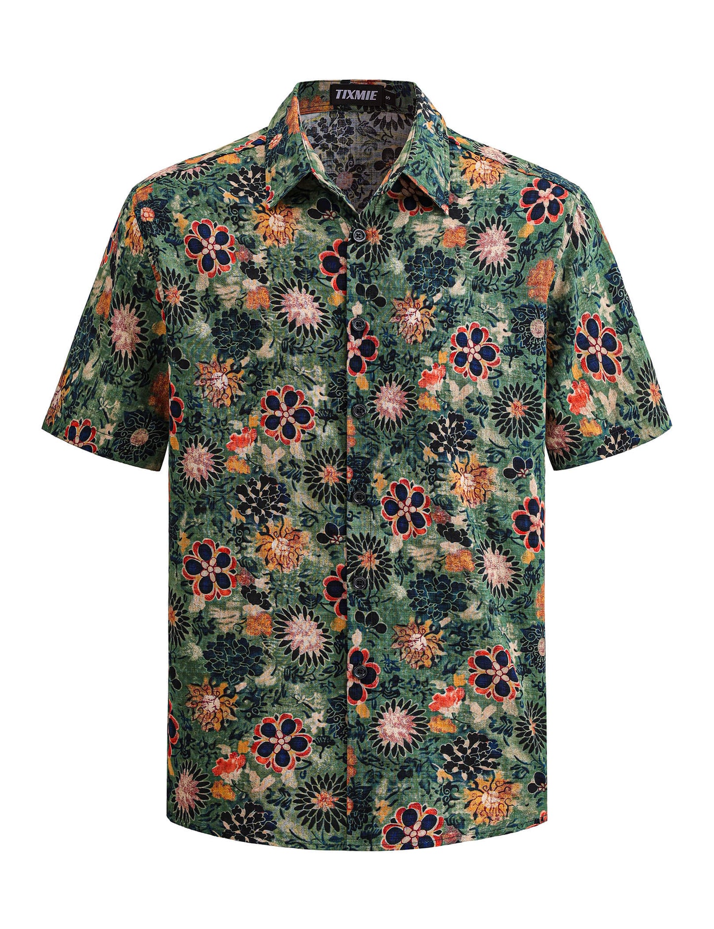 Floral Hawaiian Shirt for Men - Tropical Short Sleeve Button Down Shirts, Retro Cotton Casual Shirt for Summer