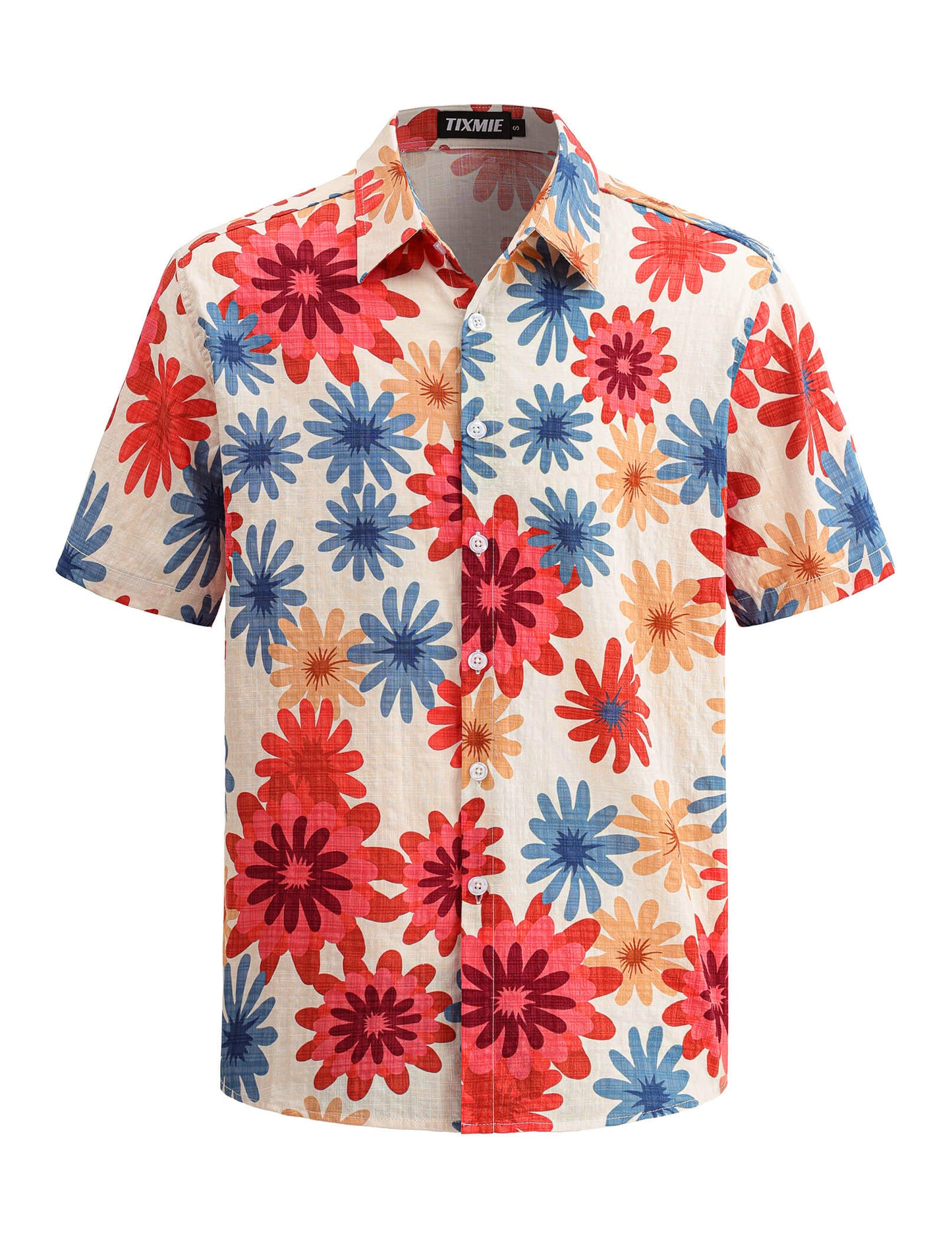 Floral Hawaiian Shirt for Men - Tropical Short Sleeve Button Down Shirts, Retro Cotton Casual Shirt for Summer