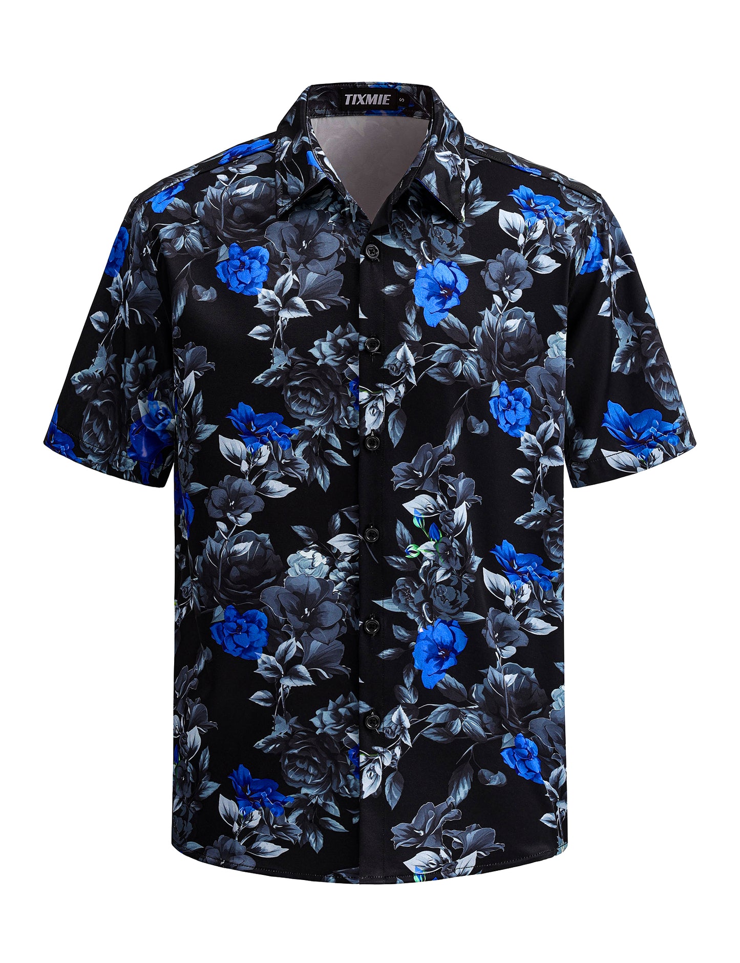 Funny Hawaiian Shirt for Men - Skull Floral Short Sleeve Button Down Shirts, Punk Rock Casual Shirt for Summer